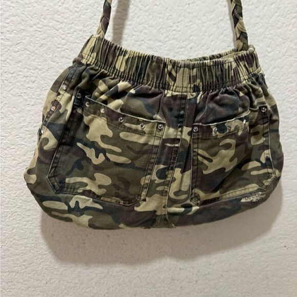 Camo Purse braided handle jewerled size jean purse/camo bag/lining - Picture 4 of 15